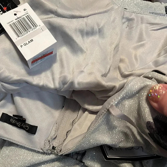 City Studios Juniors Lace-Up Floral Glitter Silver Charcoal Ball Gown size 0 & 1 - Picture 13 of 15